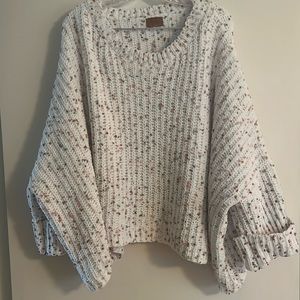 Multi color sweater with cuffed sleeves